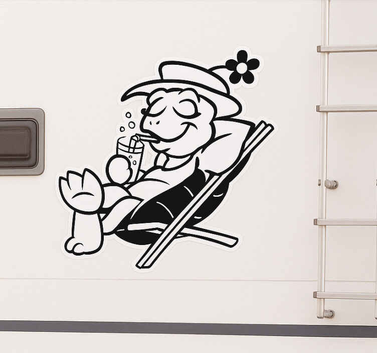 Relaxte vakantie schildpad caravan sticker - TenStickers