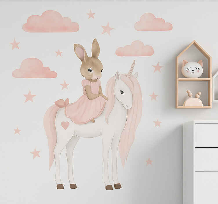 Zuikis su vienaragiu sienos lipdukas - „Tenstickers“