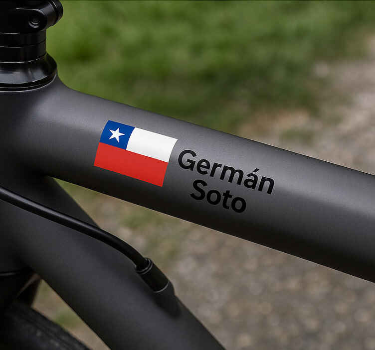 Adhesivo para bicicleta con la bandera y con nombre - TenVinilo