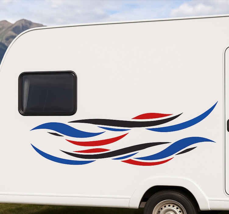 Red and blue side stripe accent caravan decal - TenStickers