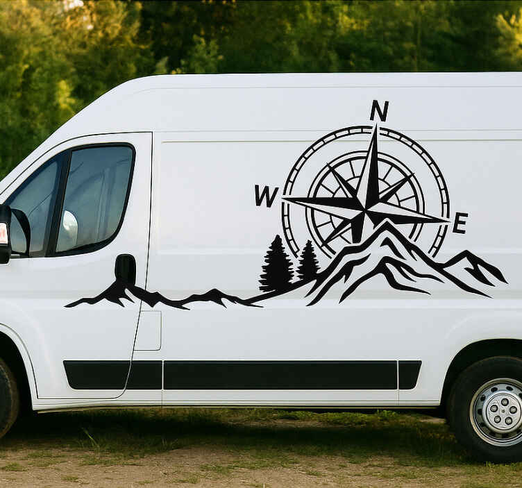 LKW Aufkleber kompass und berge - TenStickers