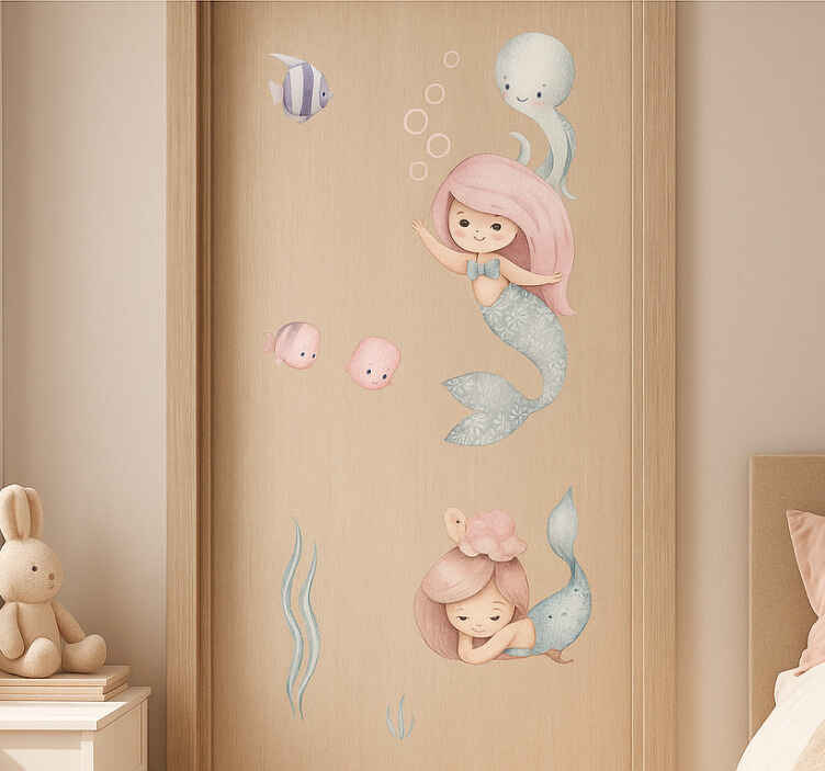 Sticker porte ensemble sirène pour enfants - TenStickers