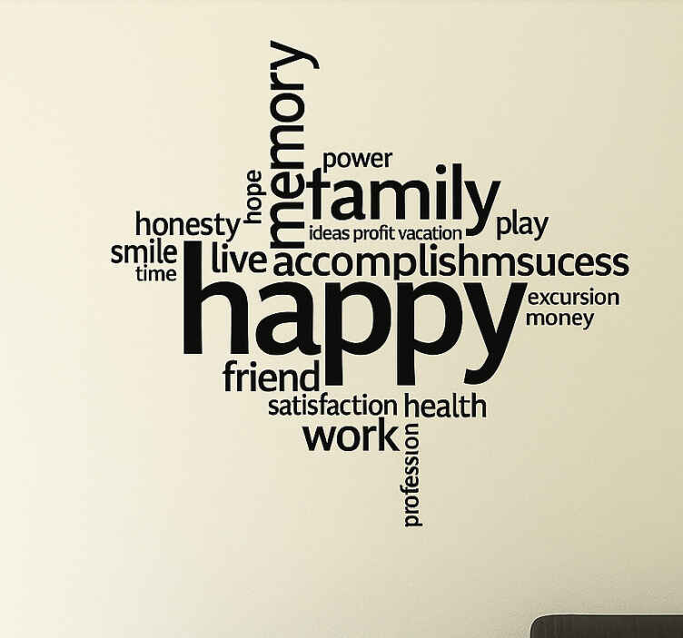 Positive words Collage wall decal for living room - TenStickers