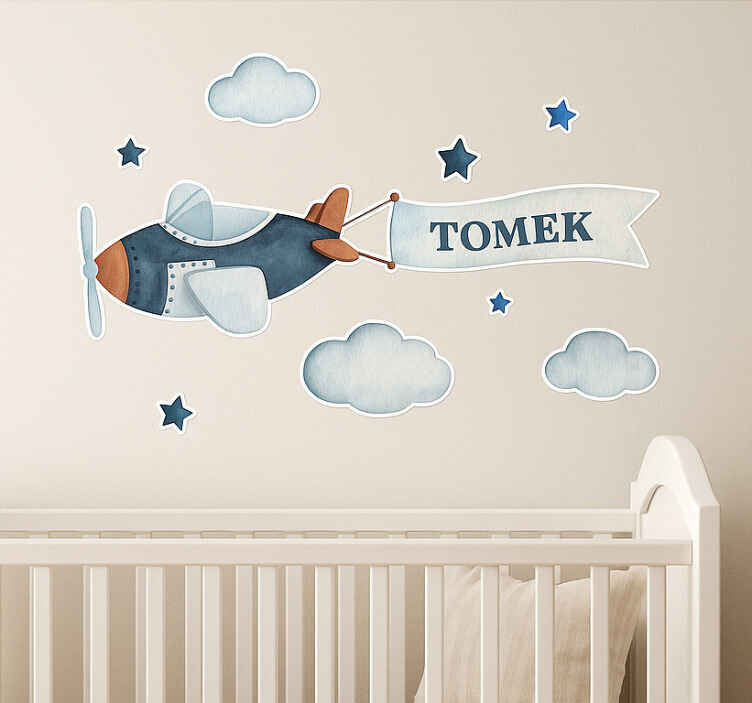 Samolot i imię dziecka hayvan çıkartması - TenStickers