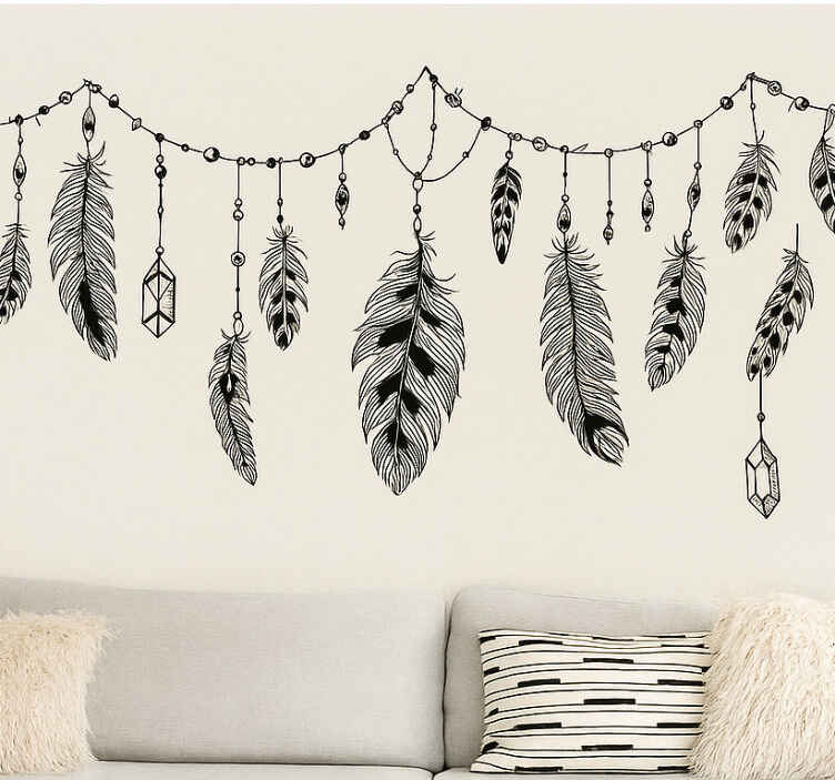 Bohemian Boho Feathers wall decal for living room - TenStickers
