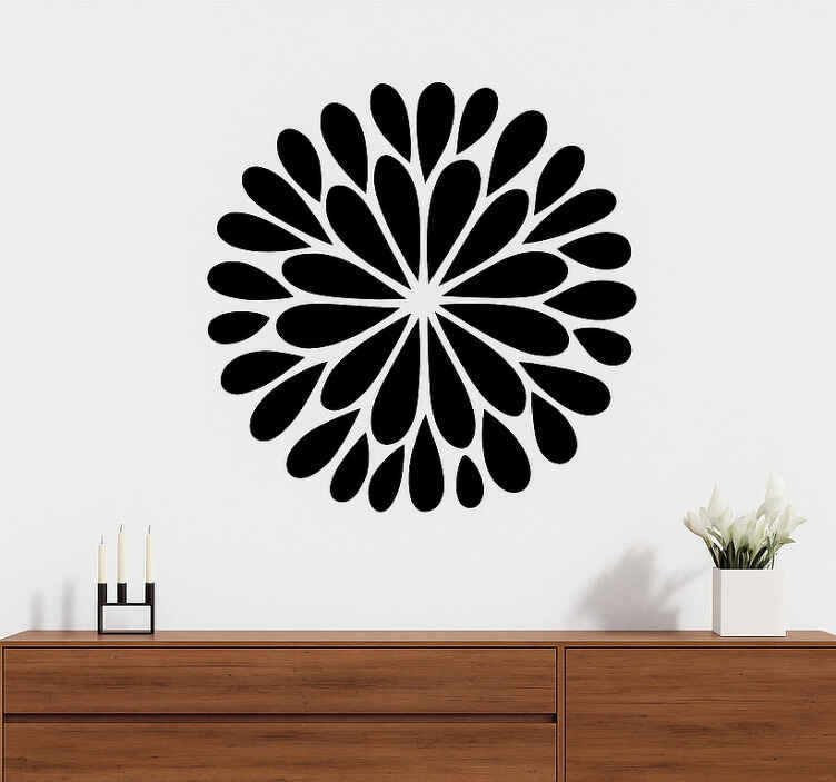 Adesivo murale soggiorno tre fiori geometrici - TenStickers