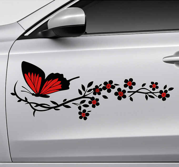 Adesivo per auto effetto farfalla rosso nero - TenStickers