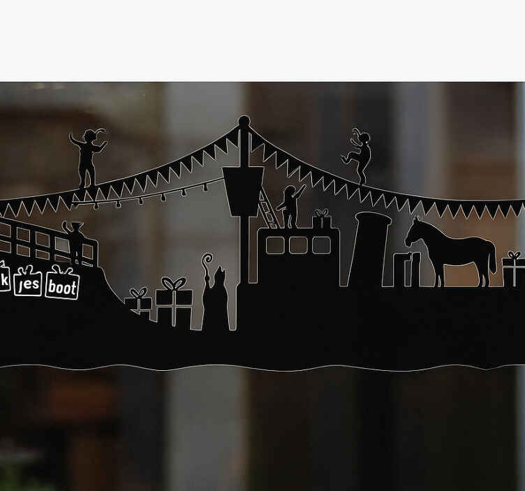 Sticker Sinterklaas raamsticker pakjesboot - TenStickers