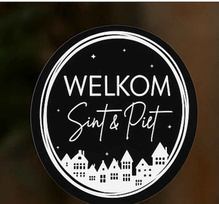 Sticker Sinterklaas cirkel raamsticker welkom sint&piet - TenStickers