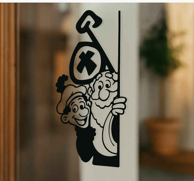 Sticker vitrine kiekeboe sint en piet - TenStickers