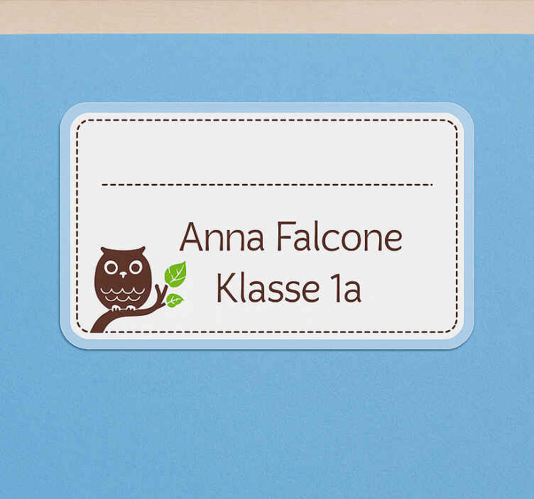 Wandtattoo Kinderzimmer eulenetikett mit namen - TenStickers