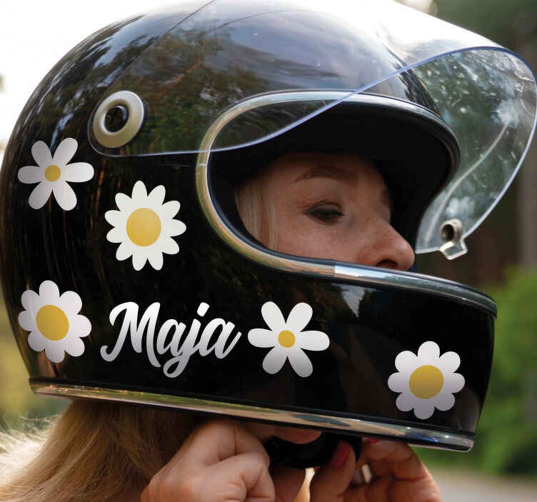 Simple flowers design with name motorcycle sticker - TenStickers
