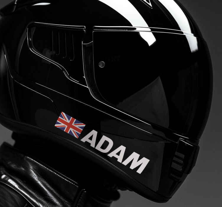 Name with flag design motorcycle sticker - TenStickers