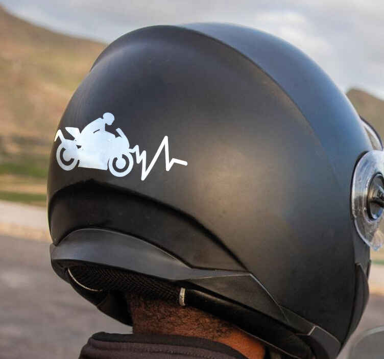 Motorcycle heart beat illustration motorcycle sticker - TenStickers