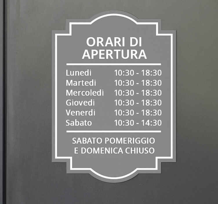 Adesivo per vetrine orari di apertura personalizzati - TenStickers