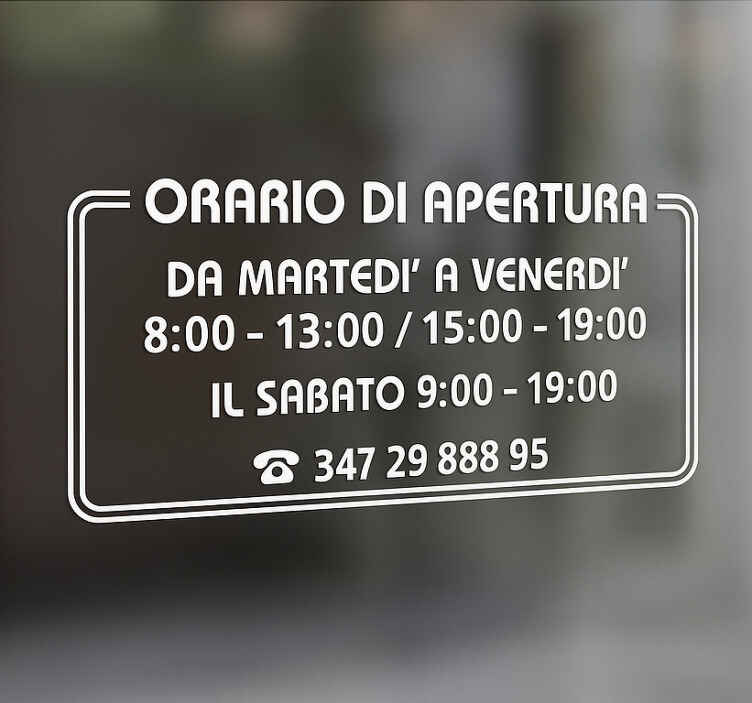 Vetrofanie orari di apertura con telefono - TenStickers