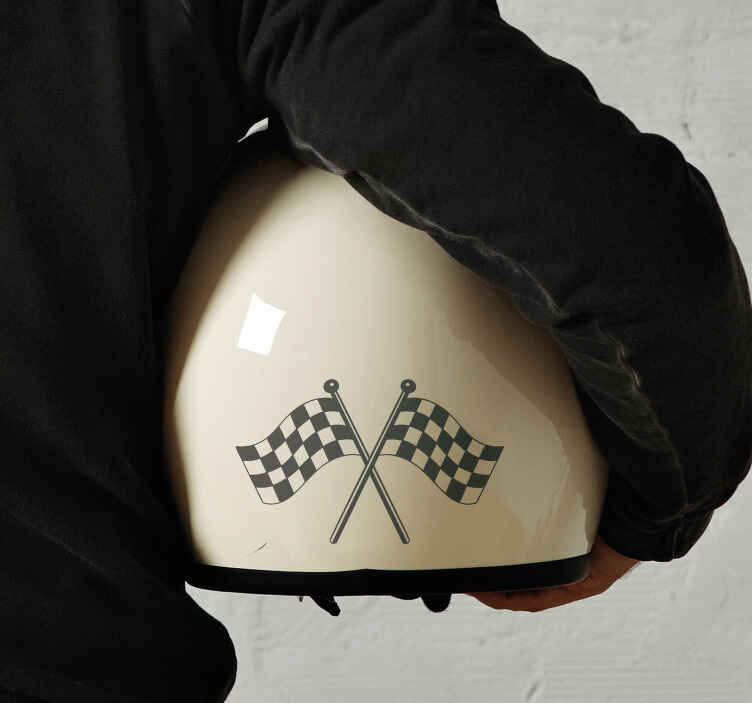 Racing flags design motorcycle decal - TenStickers
