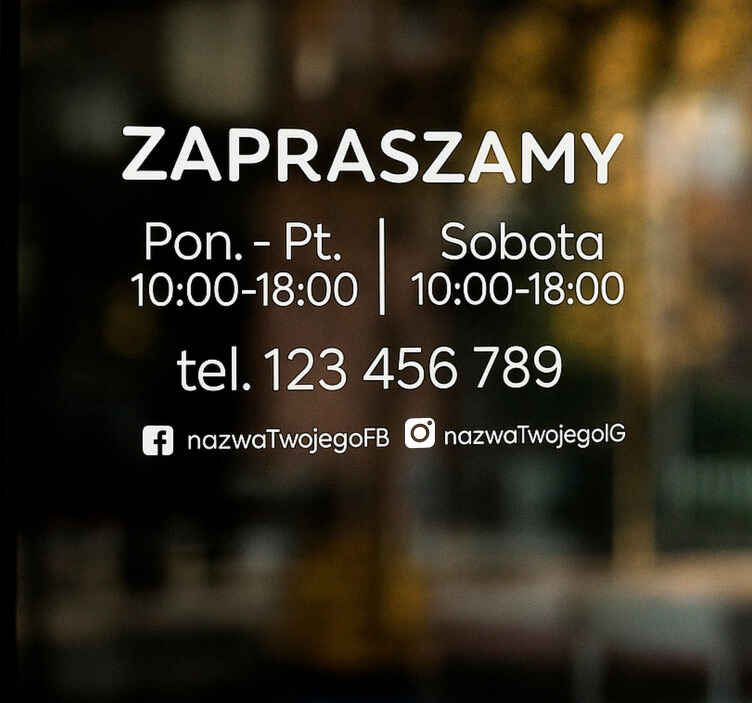 Naklejka z godzinami i mediami społecznościowymi - TenStickers