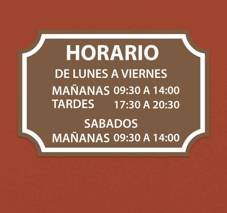 Vinilo escaparate horario de apertura personalizado - TenVinilo