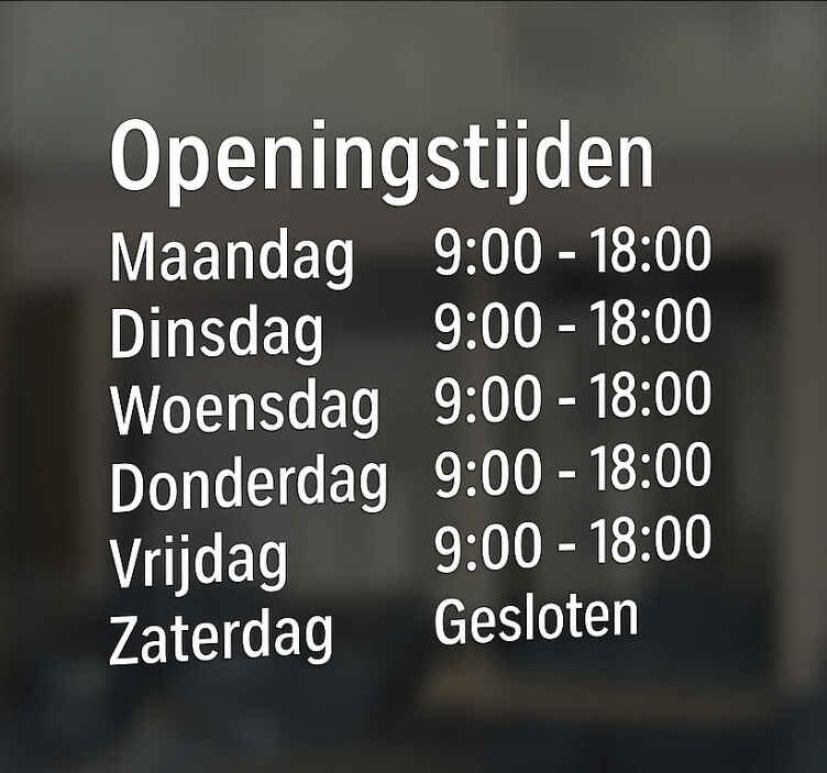 Openingstijden schrappen etalage sticker - TenStickers