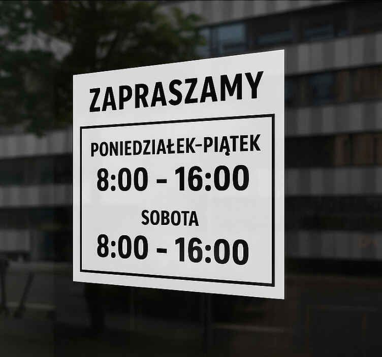 Naklejka na witrynę sklepową klasyczne godziny otwarcia - TenStickers