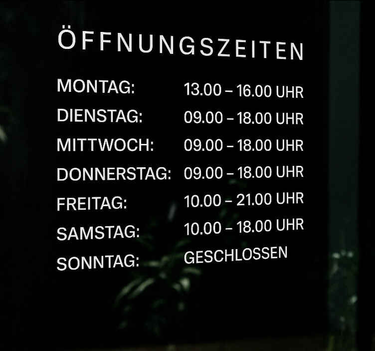 Schaufenster Folie Öffnungszeiten - TenStickers