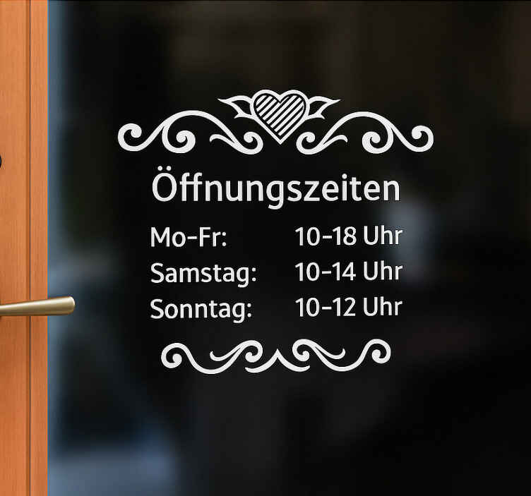 Schaufenster Folie Öffnungszeiten mit herz - TenStickers