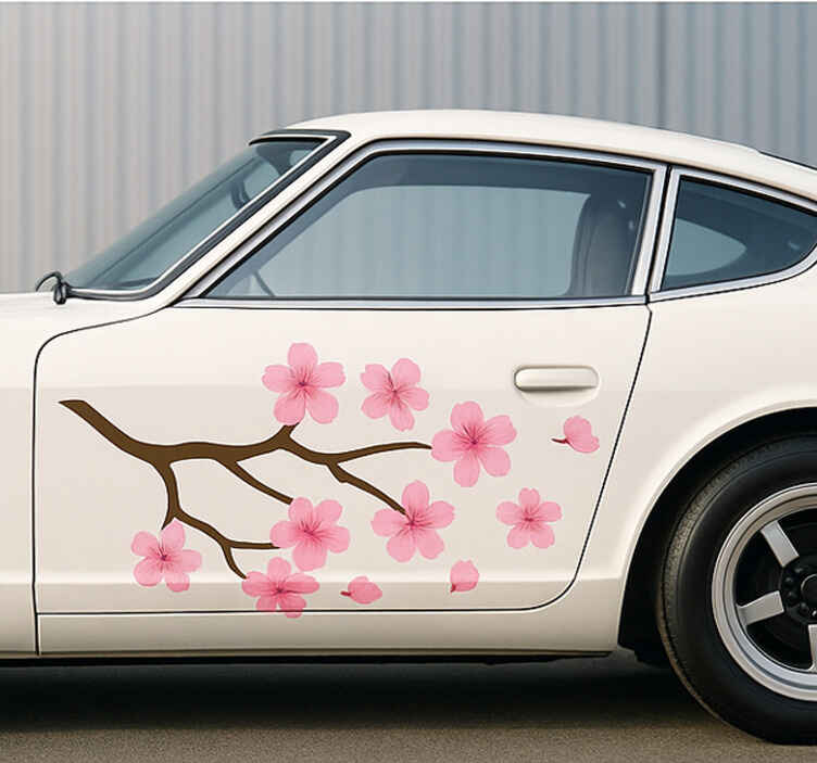 Pink cherry blossom car sticker - TenStickers