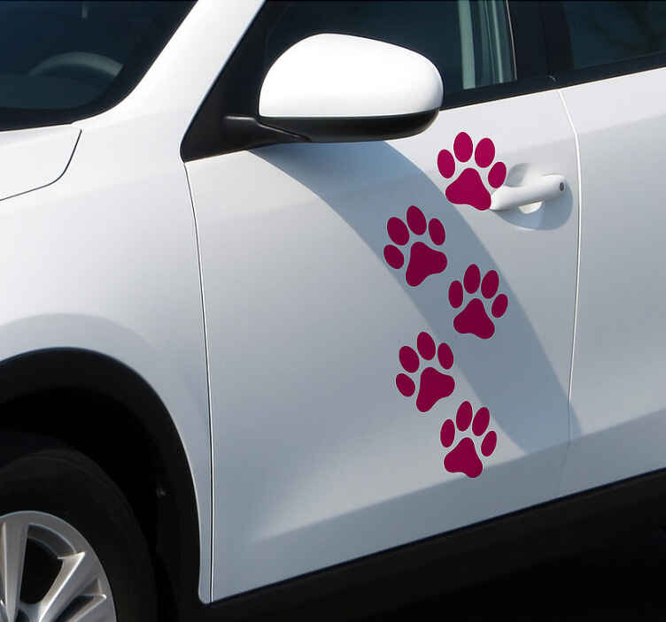 Adesivo per auto set di zampe monocolore - TenStickers