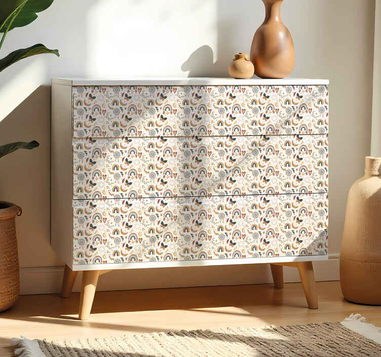 Carta adesiva per mobili arcobaleni boho colorati - TenStickers