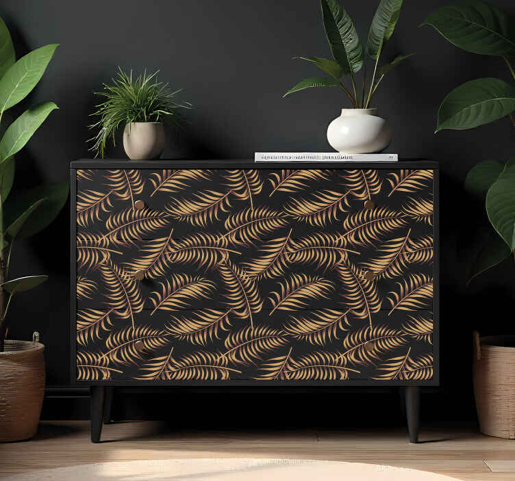 Meubel sticker zwart en gouden decor - TenStickers