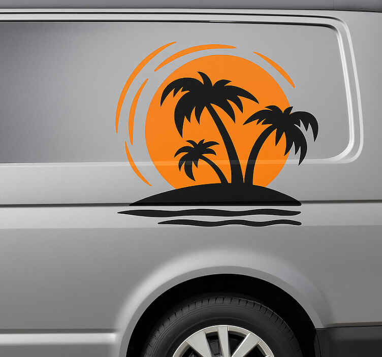 Tropical sunset camper decal - TenStickers