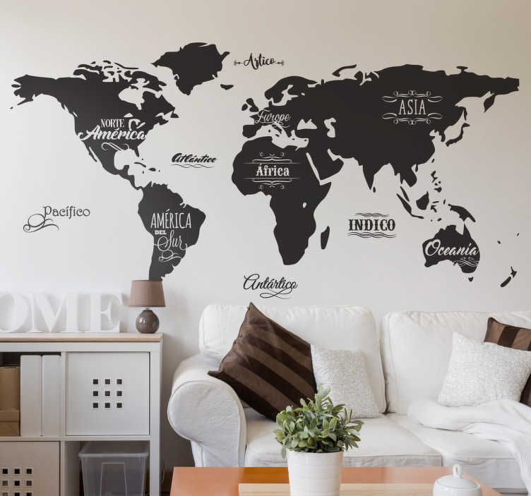 Decoración de Salón Moderno ▷ Mapa mundi para pared