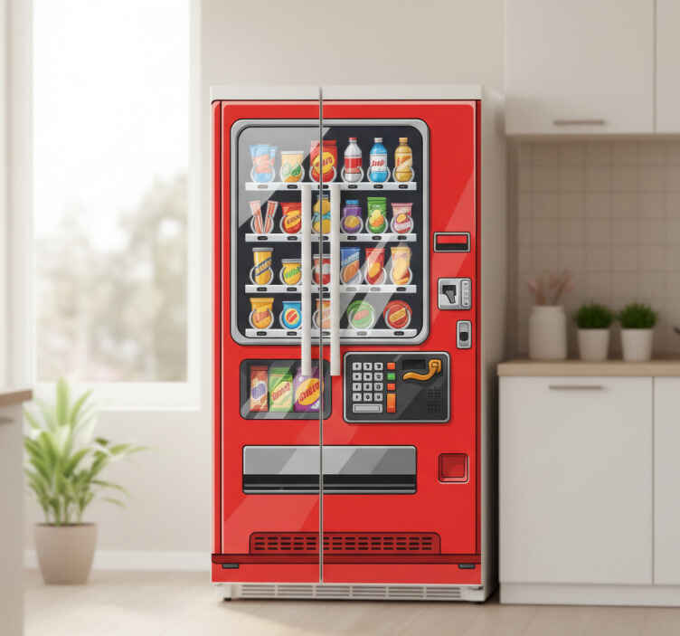 Fridge sticker red vending machine - TenStickers