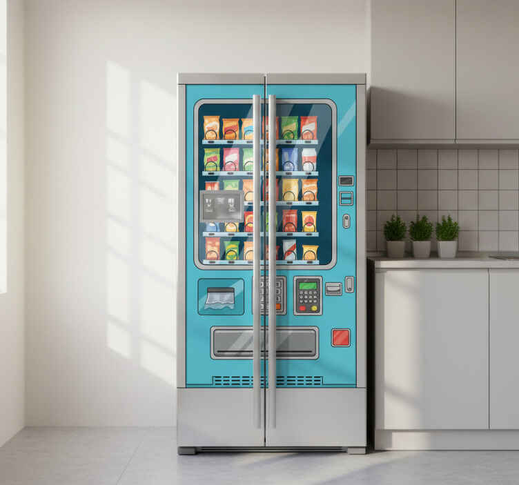 Fridge sticker blue vending machine design - TenStickers