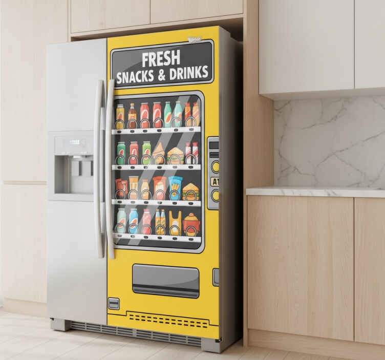 Fridge sticker yellow vending machine - TenStickers