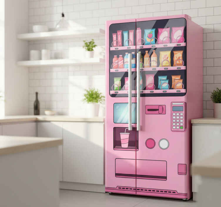 Fridge sticker pink vending machine - TenStickers