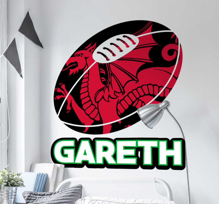 Personalised Wales Rugby Sticker TenStickers
