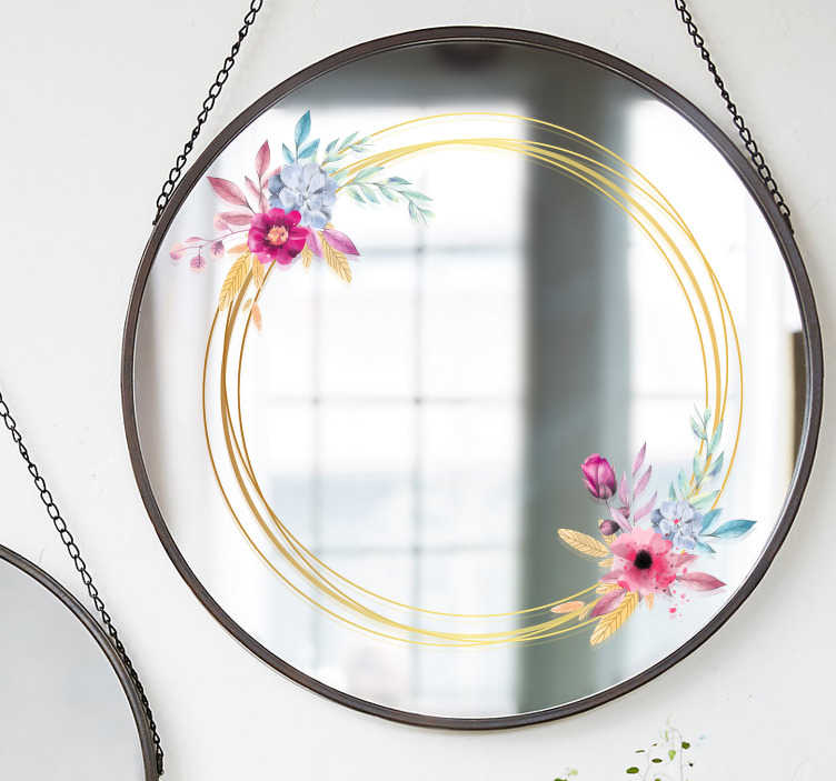 Autocollant miroir marque florale