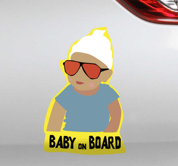 Mother and baby on board design baby in car sticker - TenStickers