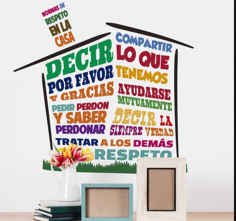 Adhesivo hogar normas de respeto en la casa - para decorar