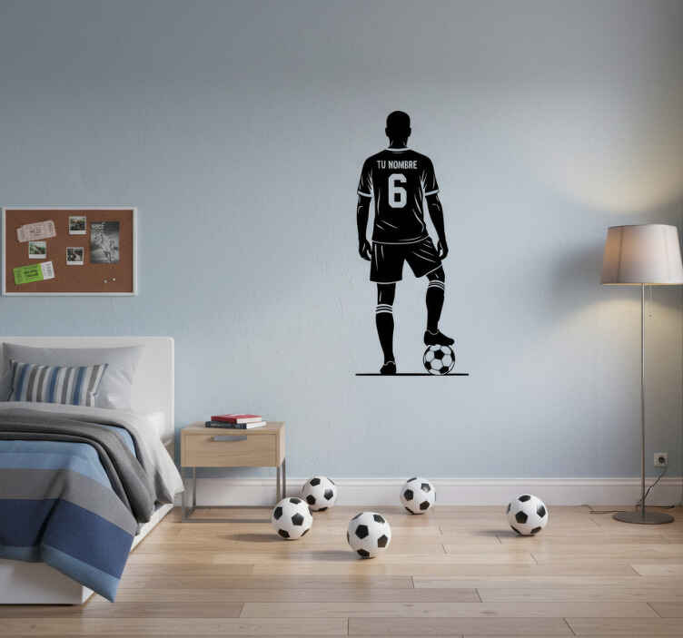 Vinilo habitación juvenil camiseta de fútbol con nombre - TenVinilo