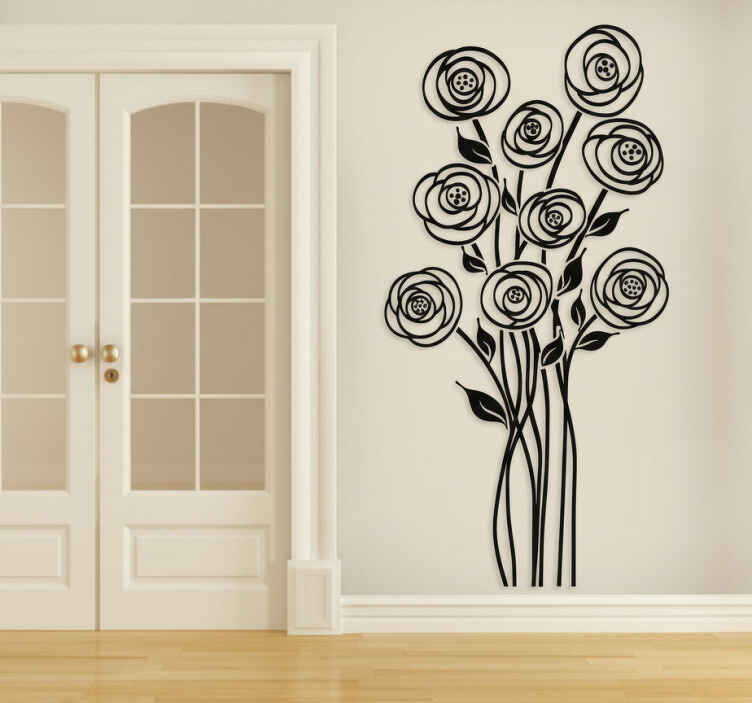 Vinilo para salón ramo floral abstracto - TenVinilo
