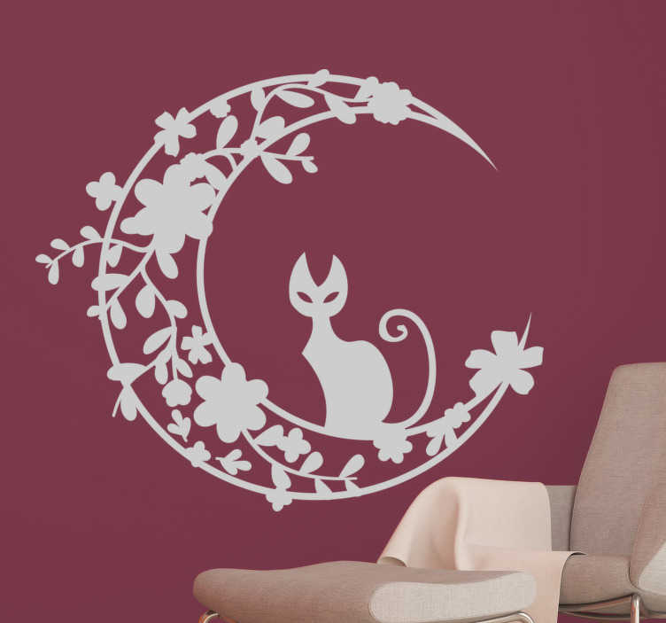 LVIN Lovable Couple Cat Under Street Light Moon Star Wall Stickers