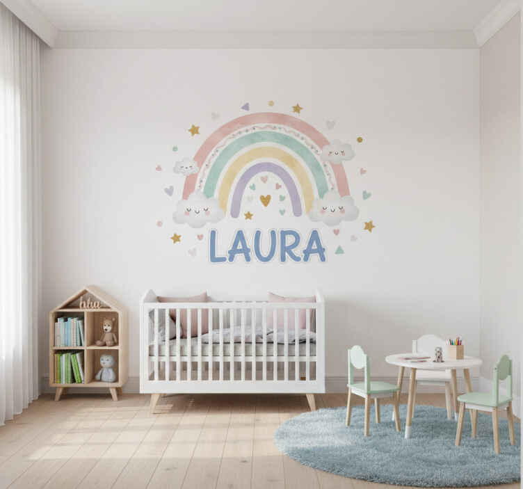Vinilo infantil arcoíris con nombre - TenVinilo
