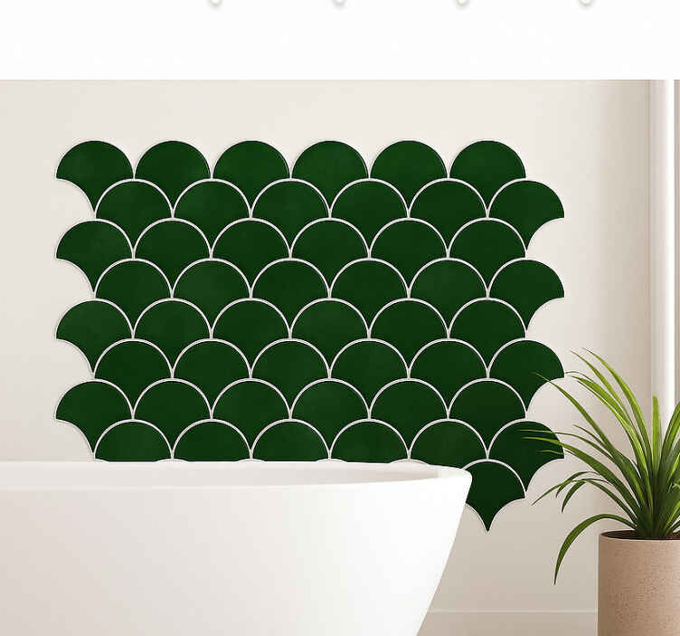 Adesivo para banheiro escama de peixe verde esmeralda - TenStickers
