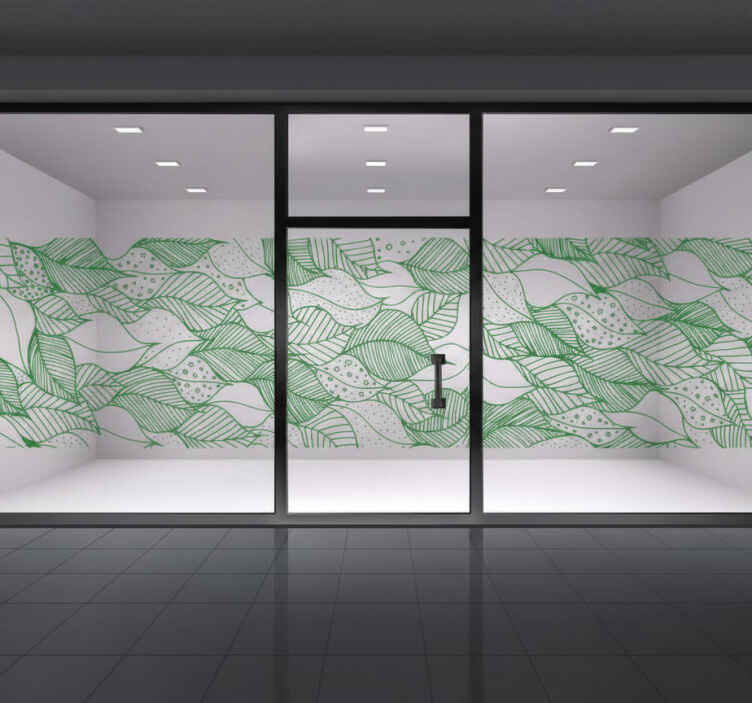 Window sticker of transparent detailed green leaves - TenStickers