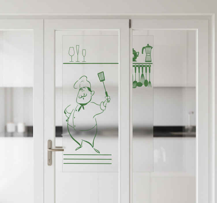Adesivo para janela conjunto de utensílios de cozinha - TenStickers