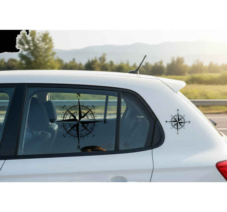 Pegatina coche gran compás de viaje - TenVinilo