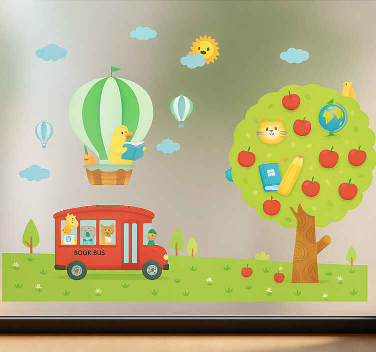 Vinilo translúcido para ventana tema escolar infantil - TenVinilo